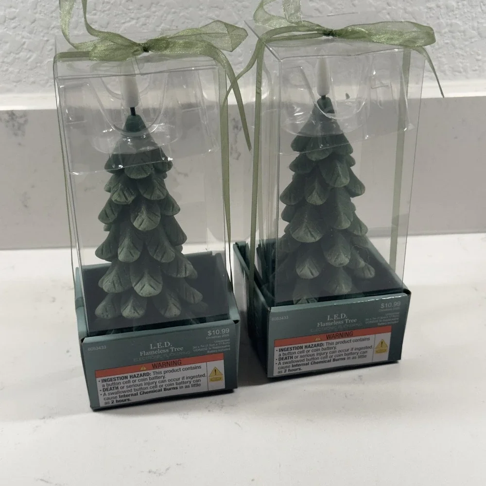Hobby Lobby LED Flameless Christmas Tree Candles Green Set of 2 - 7in 2026 NEW